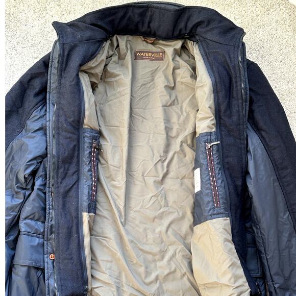 Waterville Navy Puffer Wool Trim Men Luxury Jacket Size 54 (US XL) Quilted Italy - Picture 5 of 15